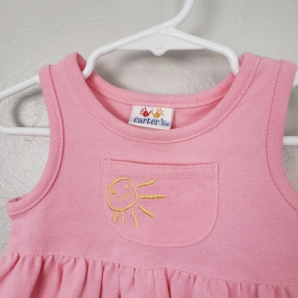 Carter's Vintage NWOT Baby Girl 3-6 Months Pink Sleeveless Romper Happy in Sun